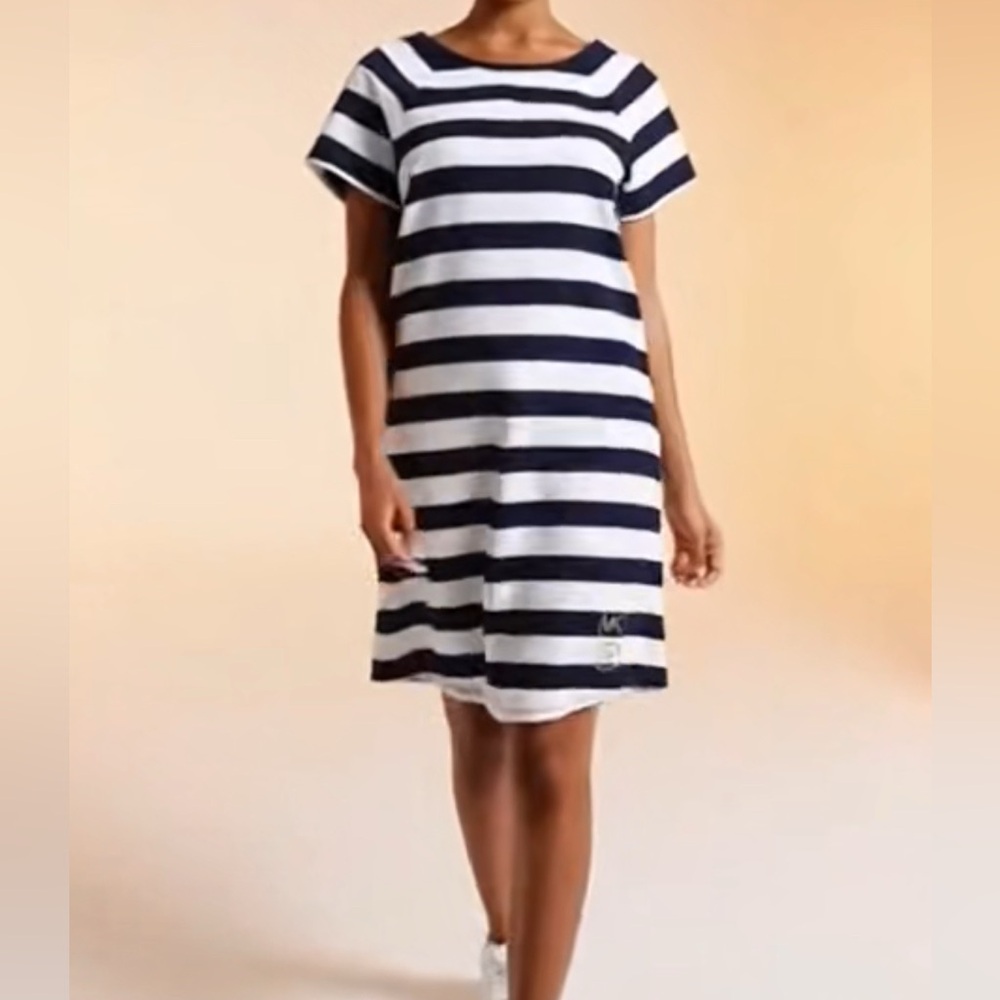 Michael Kors navy & white striped T-shirt dress